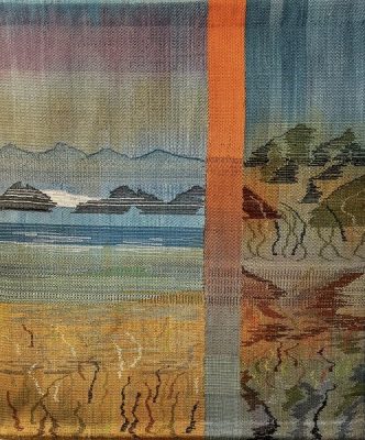 Handwoven & Dyed, cotton and tencel fibers, 30"x 30"