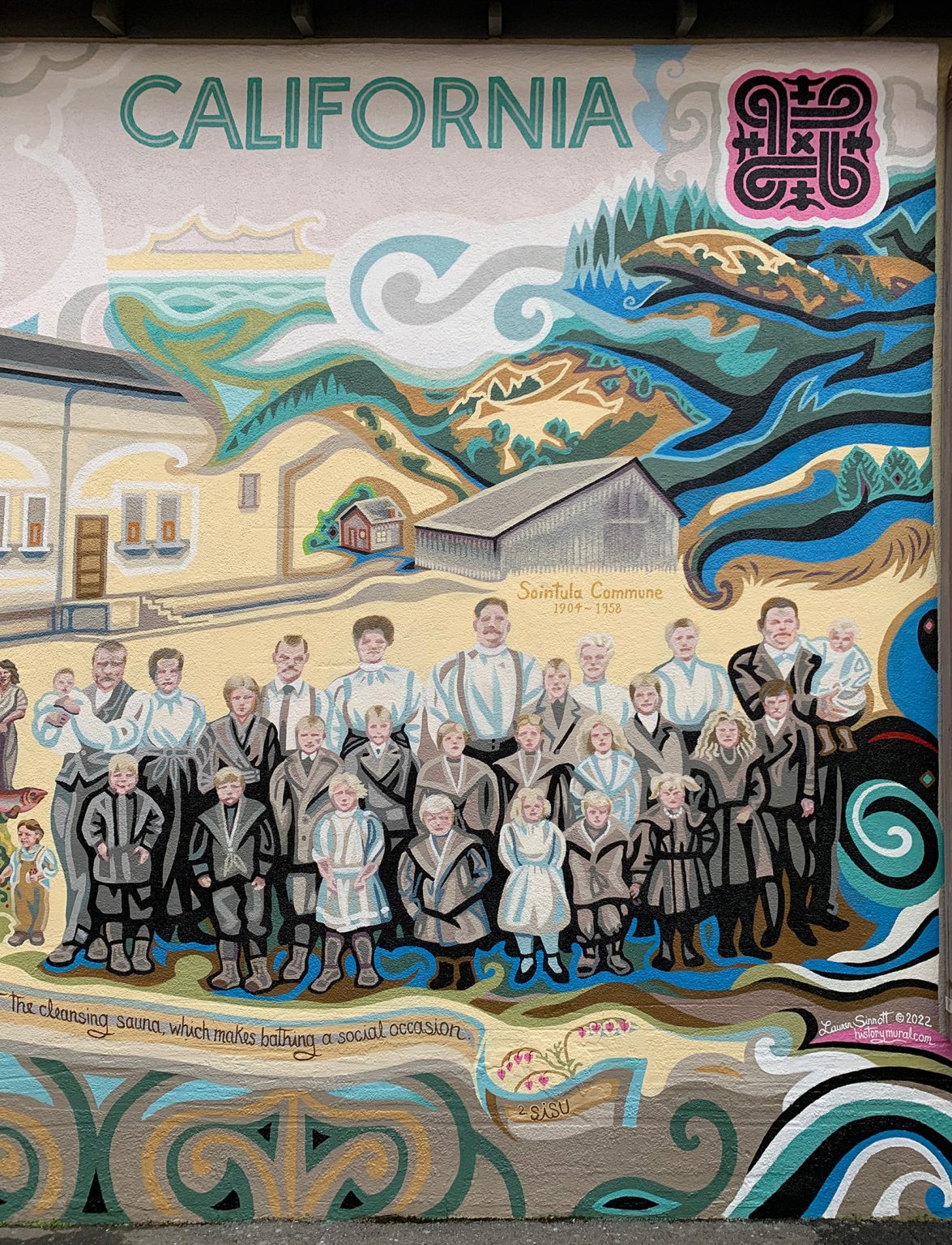 Gallery 1 - Right side of the mural: Sointula Commune in the very hilly area east of Fort Bragg