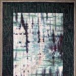 Gallery 1 - digital drawings of turtles on a log quilted onto my hand-dyed linen $599